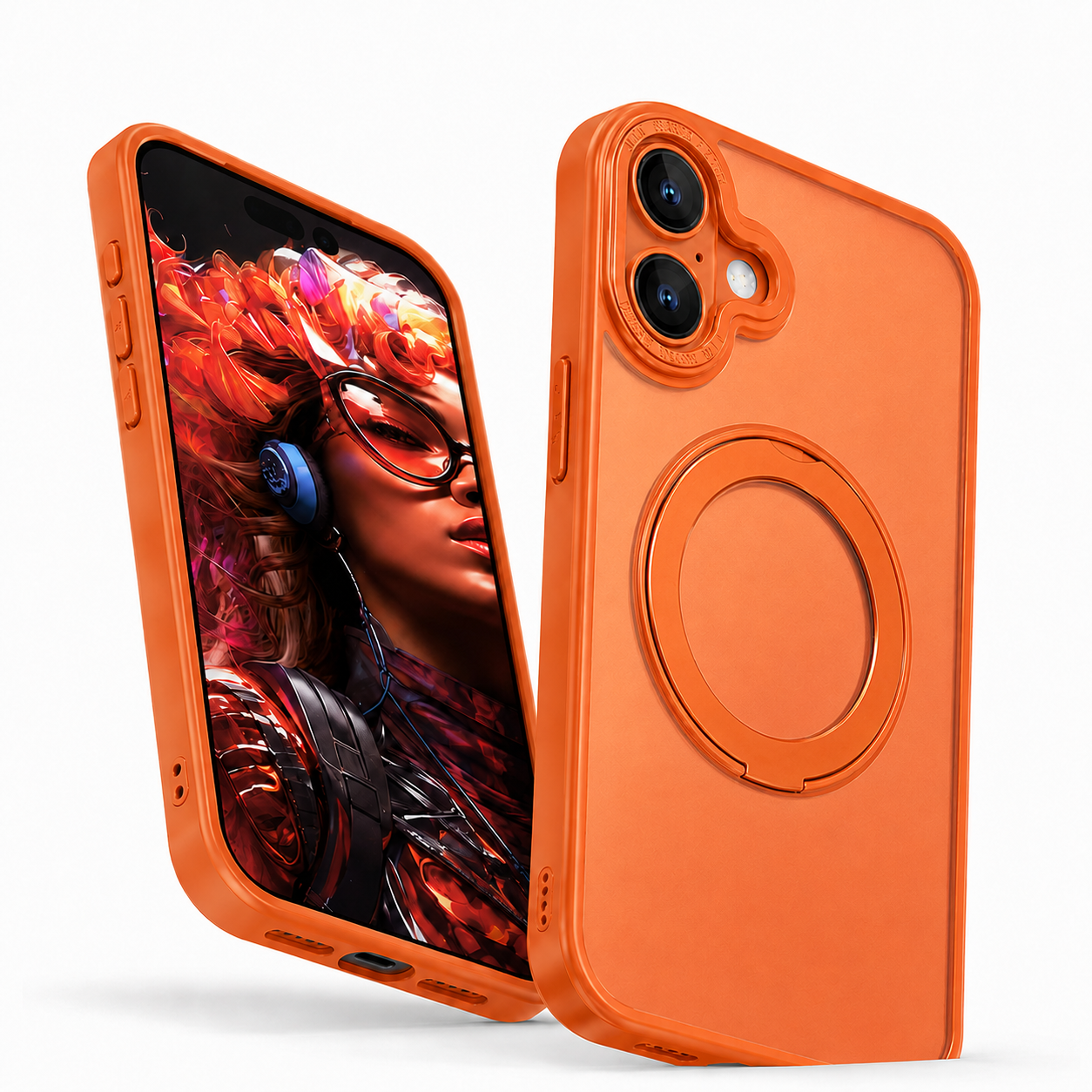 Premium Apple iPhone 17 Phone Case, Orange Magnetic Case, Drop Protection Phone Cover, Designer Protective Smartphone Case