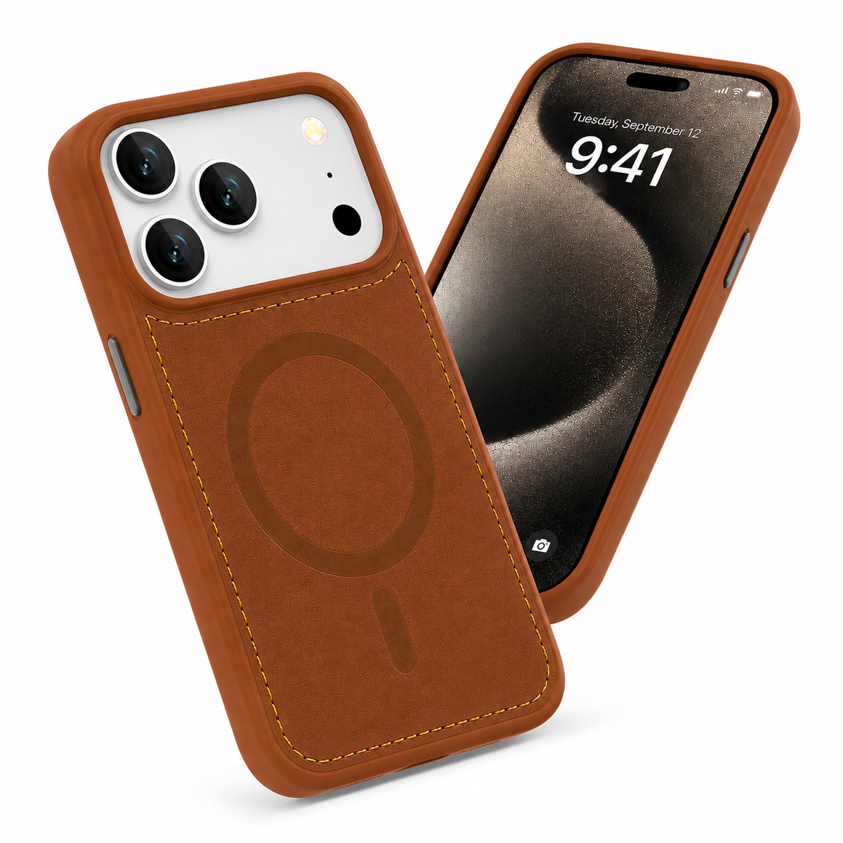 Slim MagSafe Compatible iPhone 17 Pro Max Protective Mobile Case Luxury Brown Cover