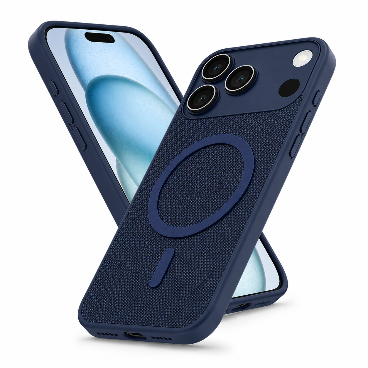 Luxury Blue MagSafe iPhone 17 Pro Max case, designer phone cover, slim protective smartphone case