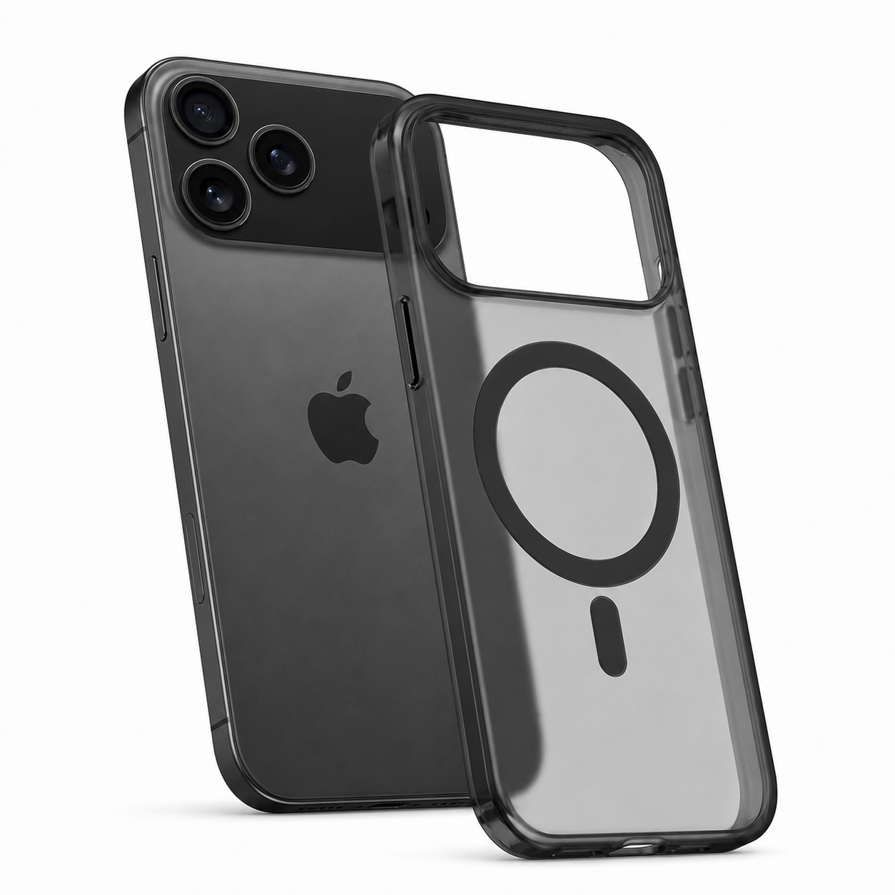 Luxury transparent black iPhone 17 Pro Max case, MagSafe protective cover, premium phone case