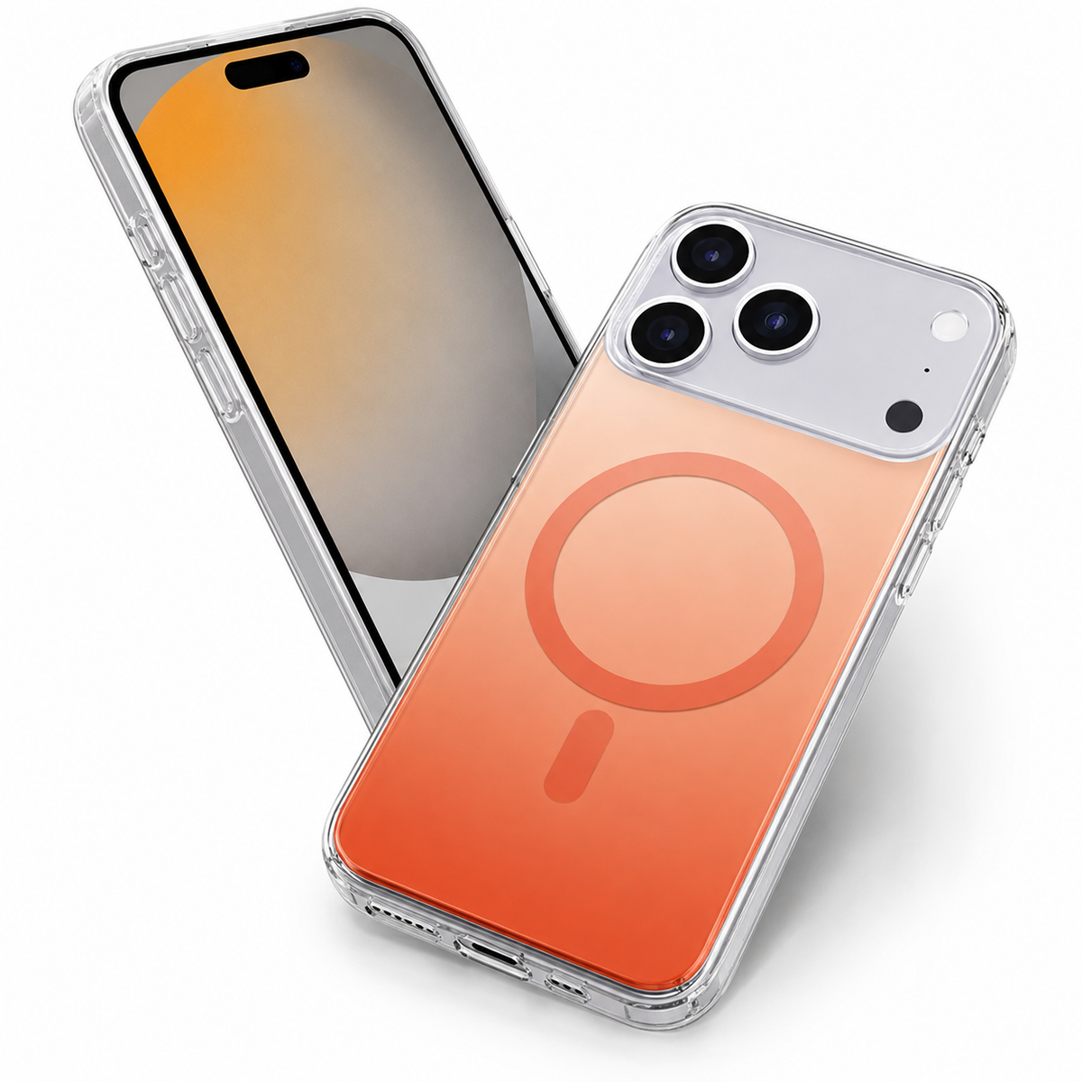 Premium orange MagSafe case Apple iPhone 18 Pro Max, clear protective phone cover, anti-scratch case