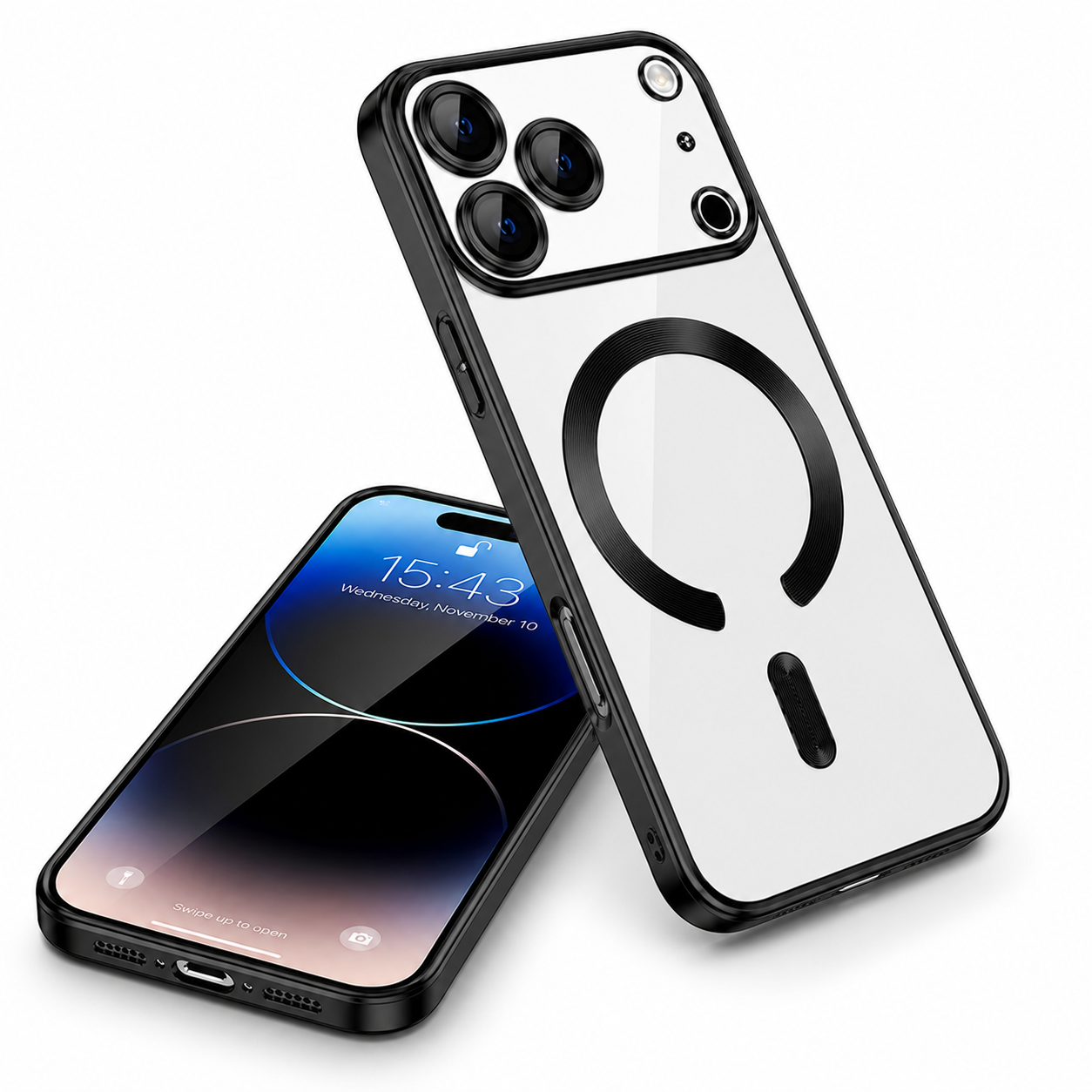 Black iPhone 17 Pro Max Case, Durable Mobile Cover, Wireless Charging Compatible Phone Case