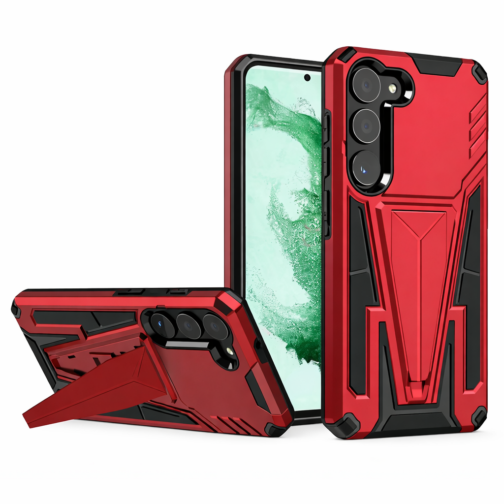 Heavy Duty Phone Case with Kickstand – Red Fusion Full Coverage Dual Layer Protective Cover