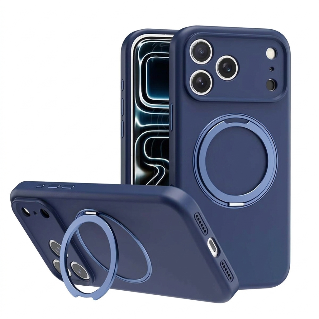 MagSafe Silicone Ring Stand Case for Apple iPhone 17 Pro - Navy Blue
