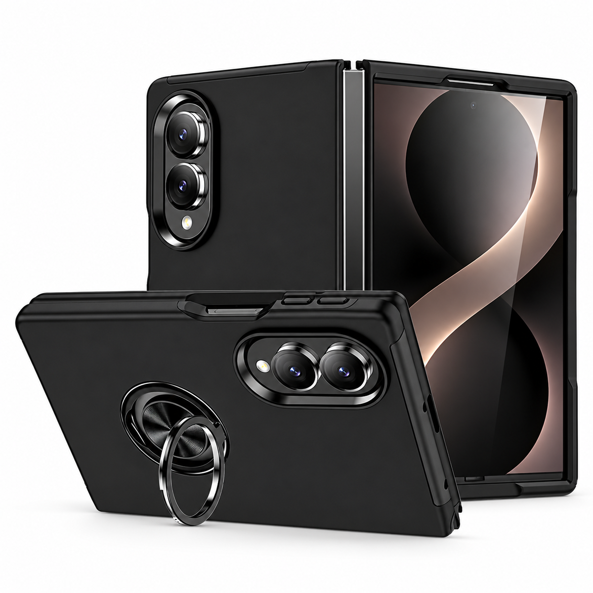 Swirl Invisible Ring Case for Samsung Galaxy Z Fold 8 - Black
