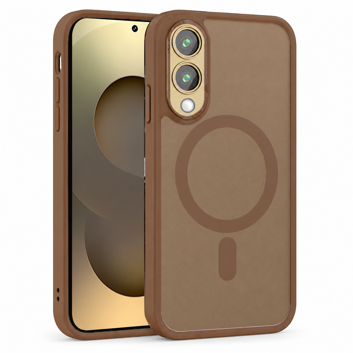 Matt Rubberized MagSafe Case for Samsung Galaxy S25 Edge - Desert Titanium