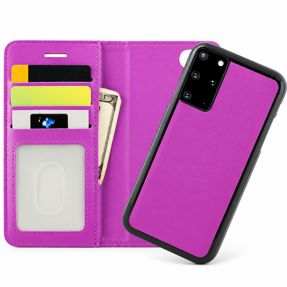 Photo ID Wallet 2-in-1 Magnetic Case for Samsung Galaxy S20 Plus - Purple