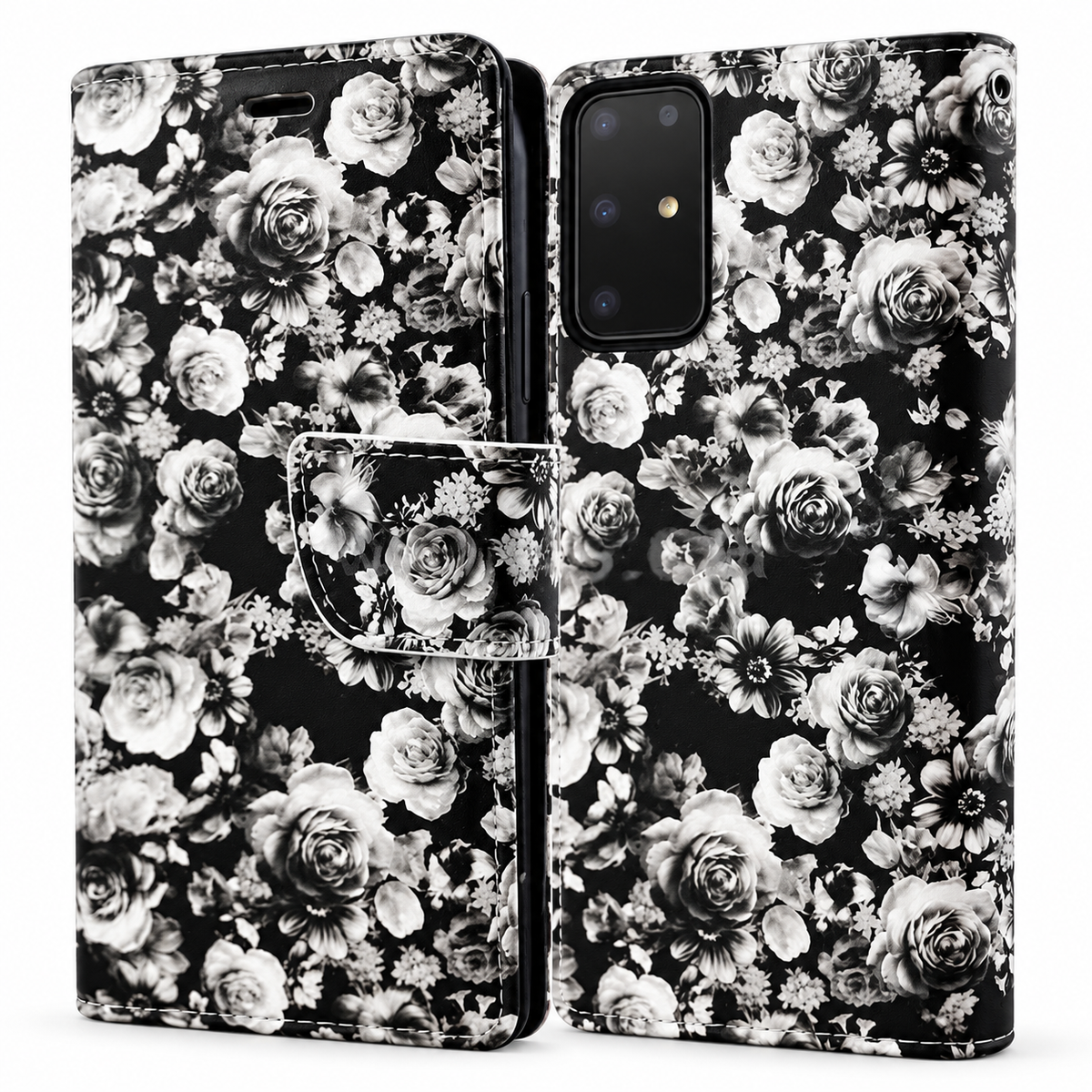 Floral Wallet Case for Samsung Galaxy S20 Plus - Black
