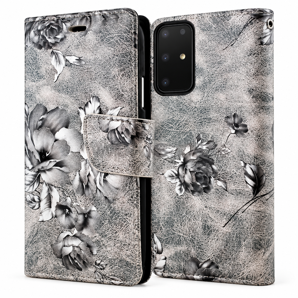 Floral Wallet Case for Samsung Galaxy S20 Plus - Grey