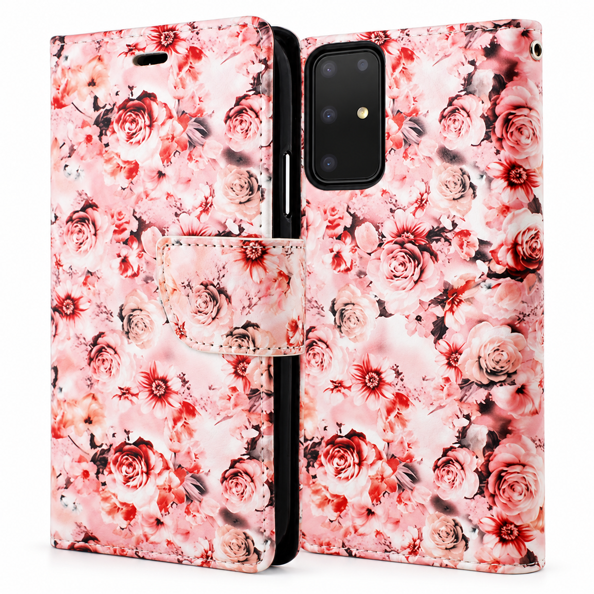 Floral Wallet Case for Samsung Galaxy S20 Plus - Peach