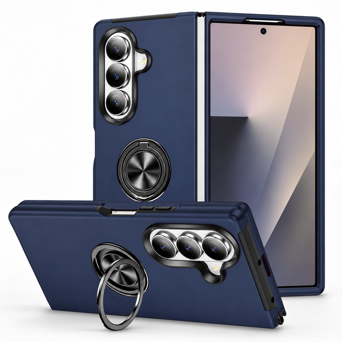 Swirl Invisible Ring Case for Samsung Galaxy Z Fold 8 Ultra - Navy