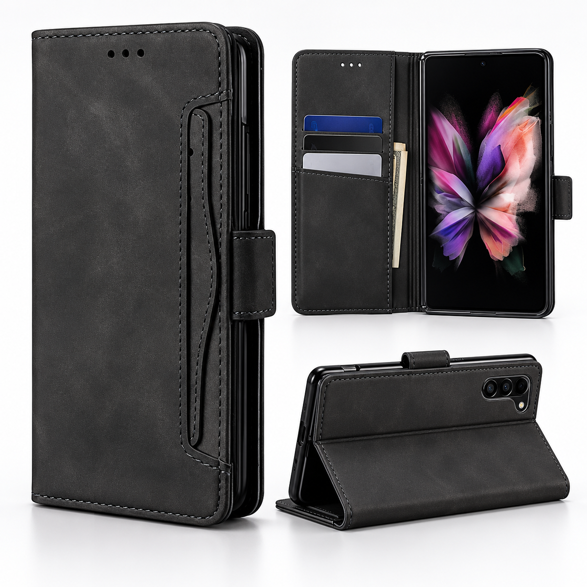 Photo ID Wallet for Samsung Galaxy Z Fold 5 - Black