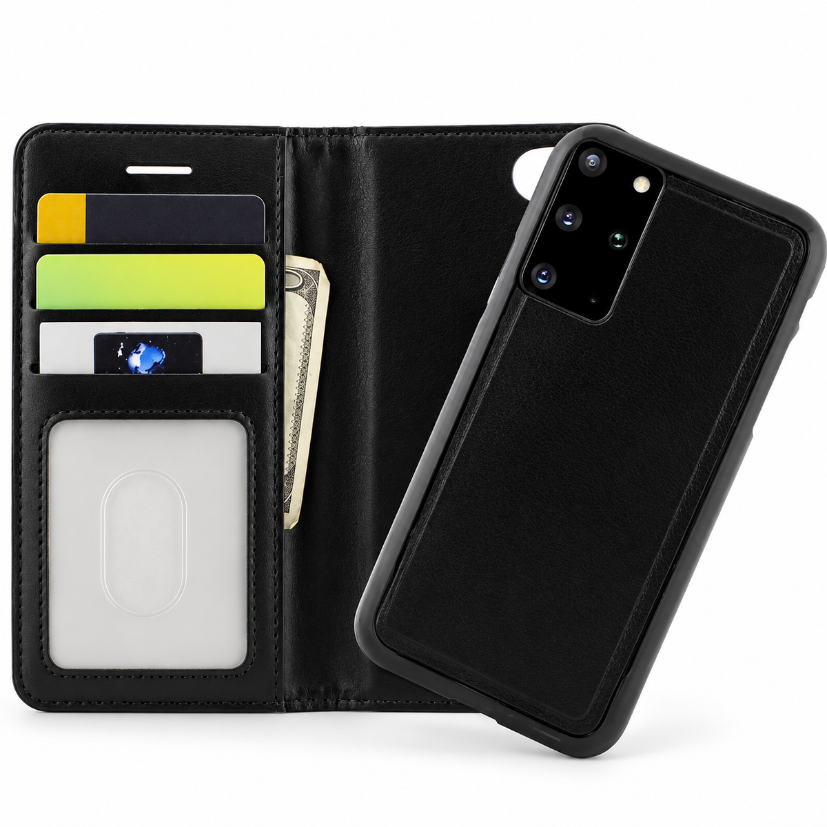 Photo ID Wallet 2-in-1 Magnetic Case for Samsung Galaxy S20 Plus - Black