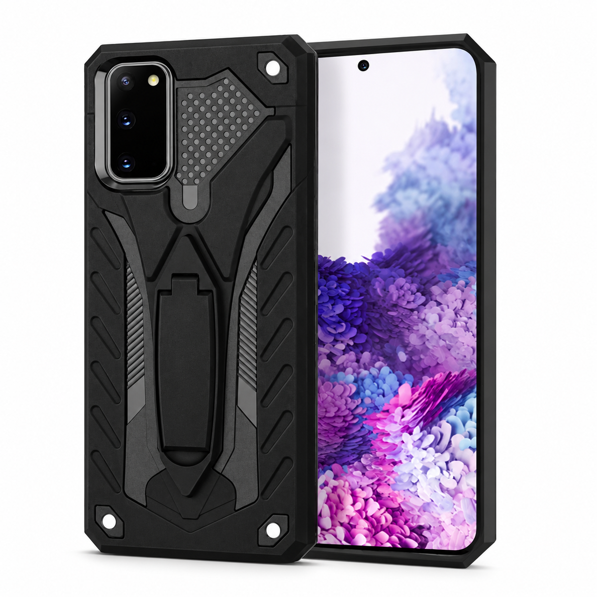 Rugged Defender with Stand Case for Samsung Galaxy S20 Plus - Black