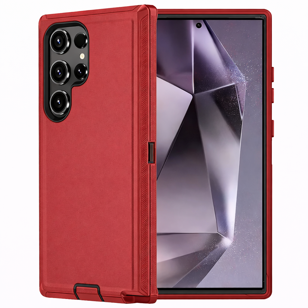 Heavy Duty Protective Phone Case – Triple Layer Full Coverage Shockproof Rugged Red Cover