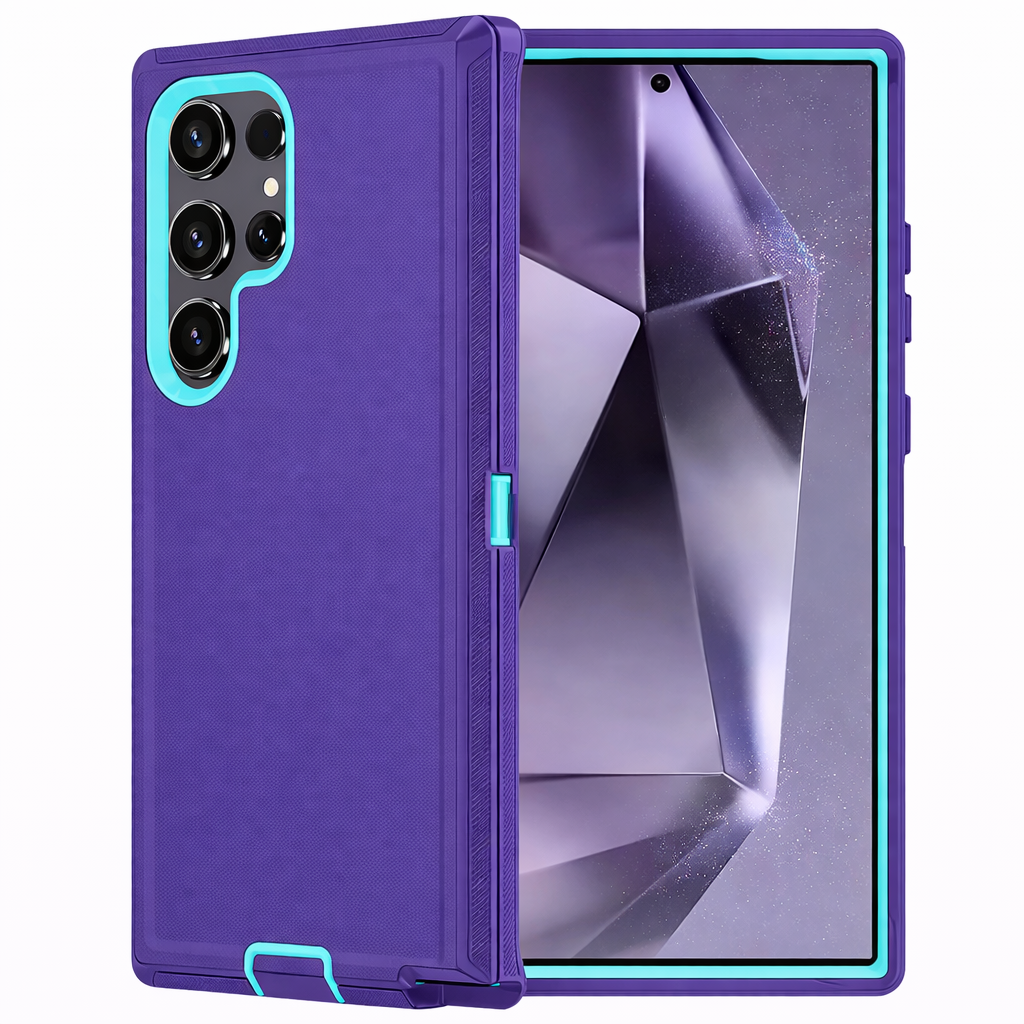 Heavy Duty Protective Phone Case – Triple Layer Full Coverage Shockproof Rugged Purple Cover