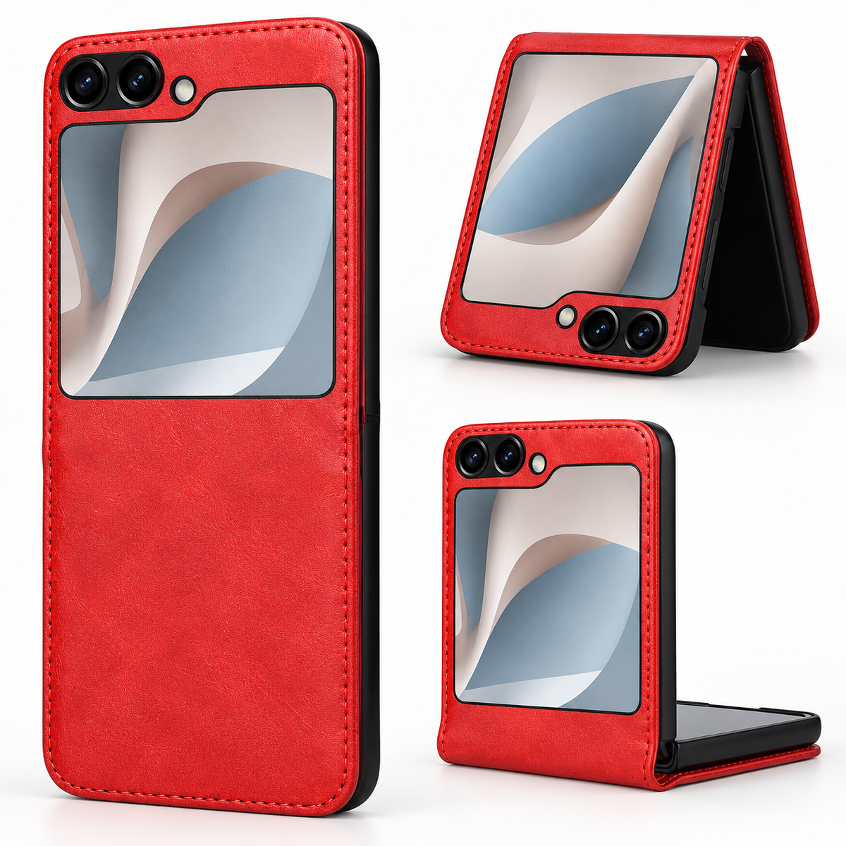 Leather Feel Back Plate for Samsung Galaxy Z Flip 5 - Red