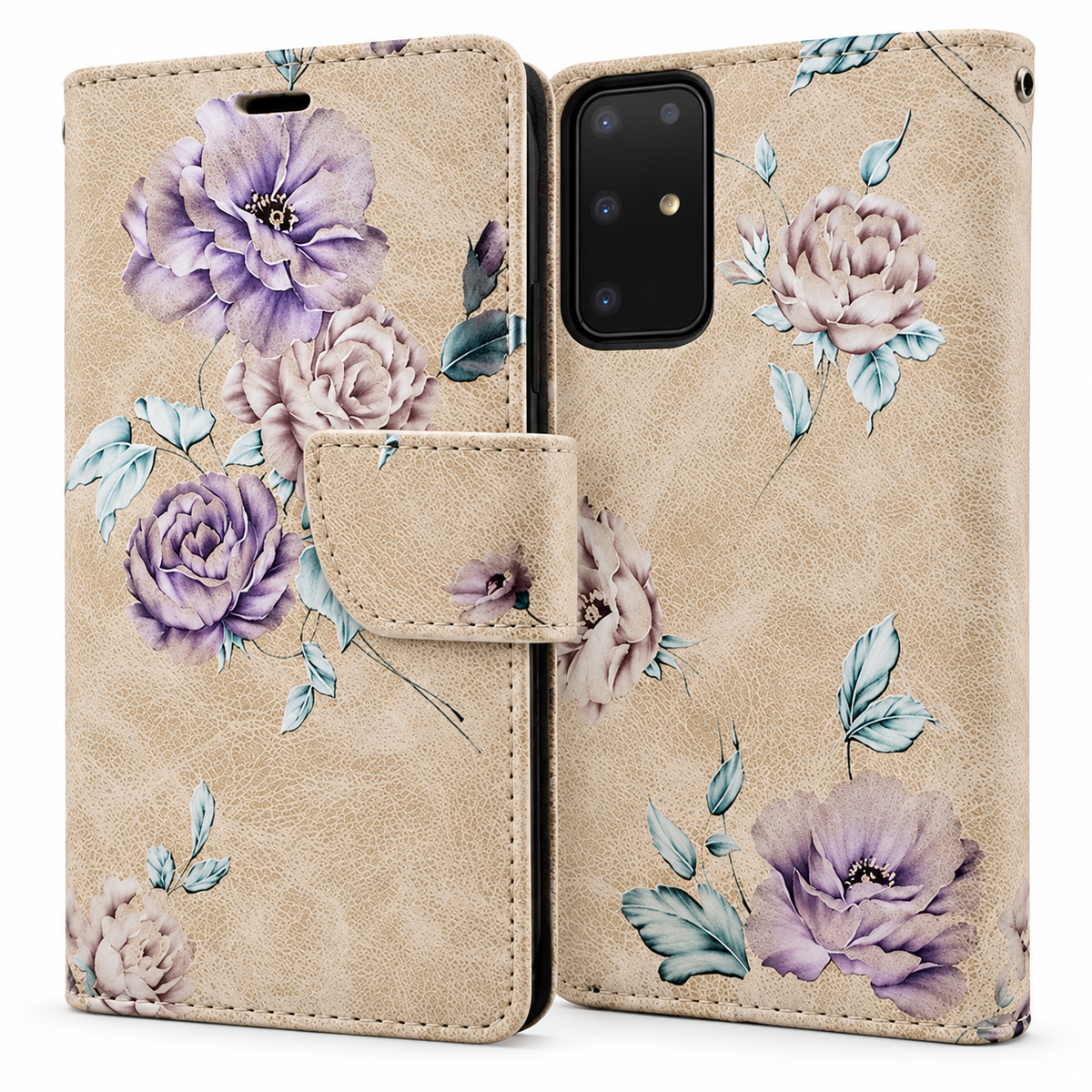 Floral Wallet Case for Samsung Galaxy S20 Plus - Beige