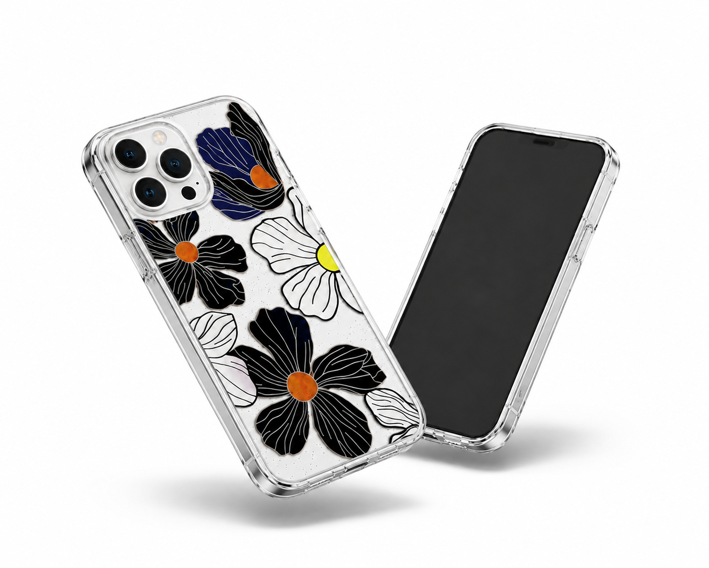Slim MagSafe compatible black flower iPhone 12 Pro case