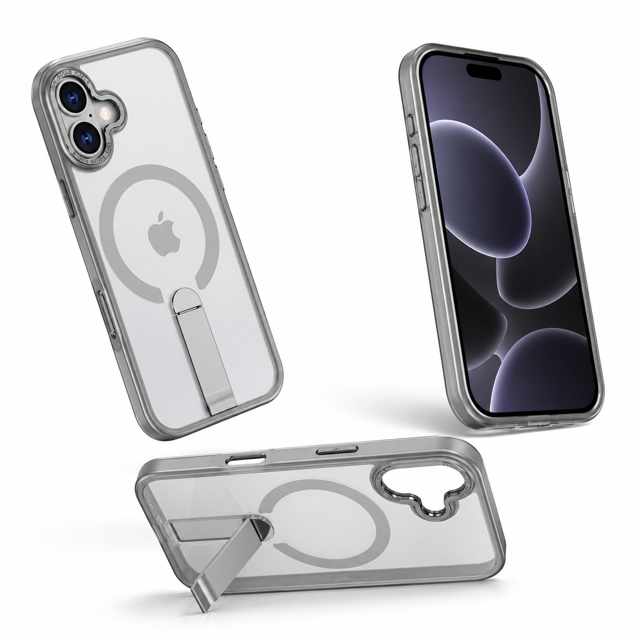 Premium Grey Phone Case, MagSafe iPhone 16 Cover, Shockproof Protective Mobile Case, Slim Designer Phone Cover