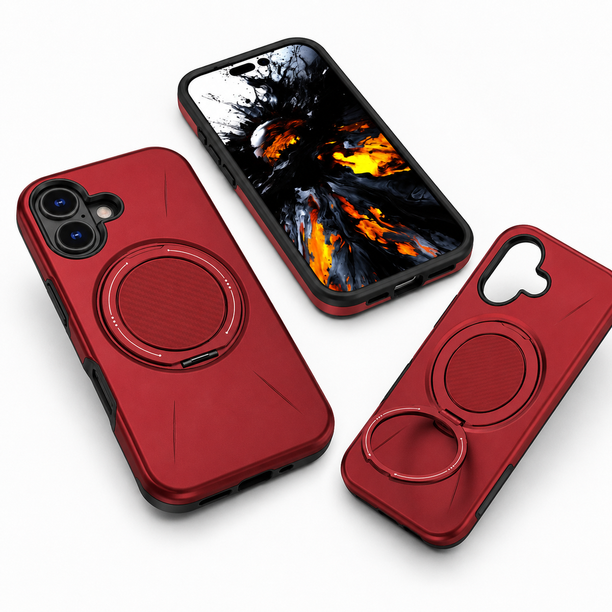 Premium Forge Ring Case for iPhone 16, protective cell phone cover, kickstand mobile case, durable smartphone case
