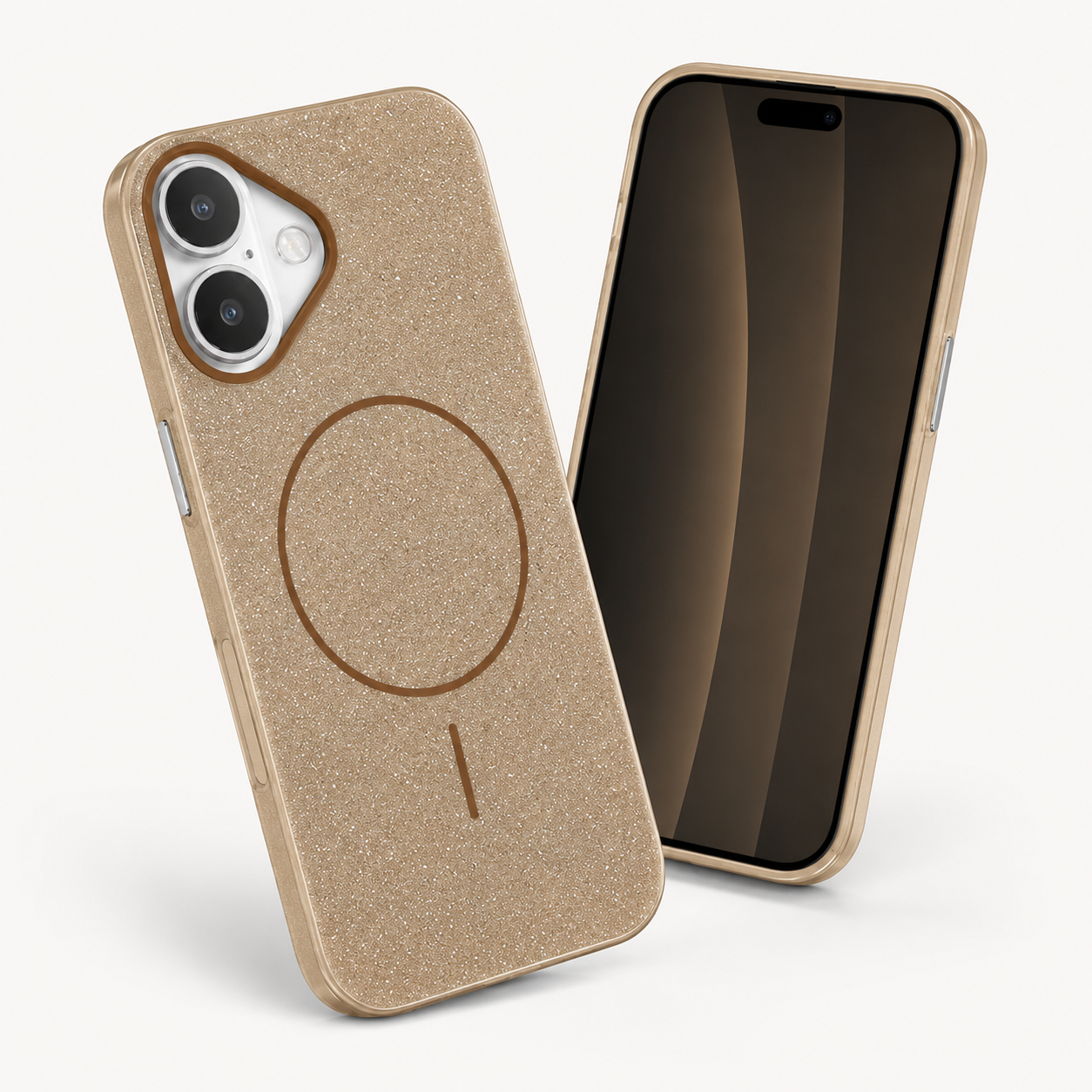 Slim Desert Titanium Glitter Phone Cover for Apple iPhone 16 | Premium MagSafe Protective Case