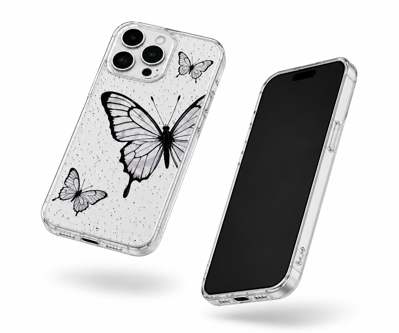 Slim MagSafe compatible black butterfly iPhone 12 Pro case