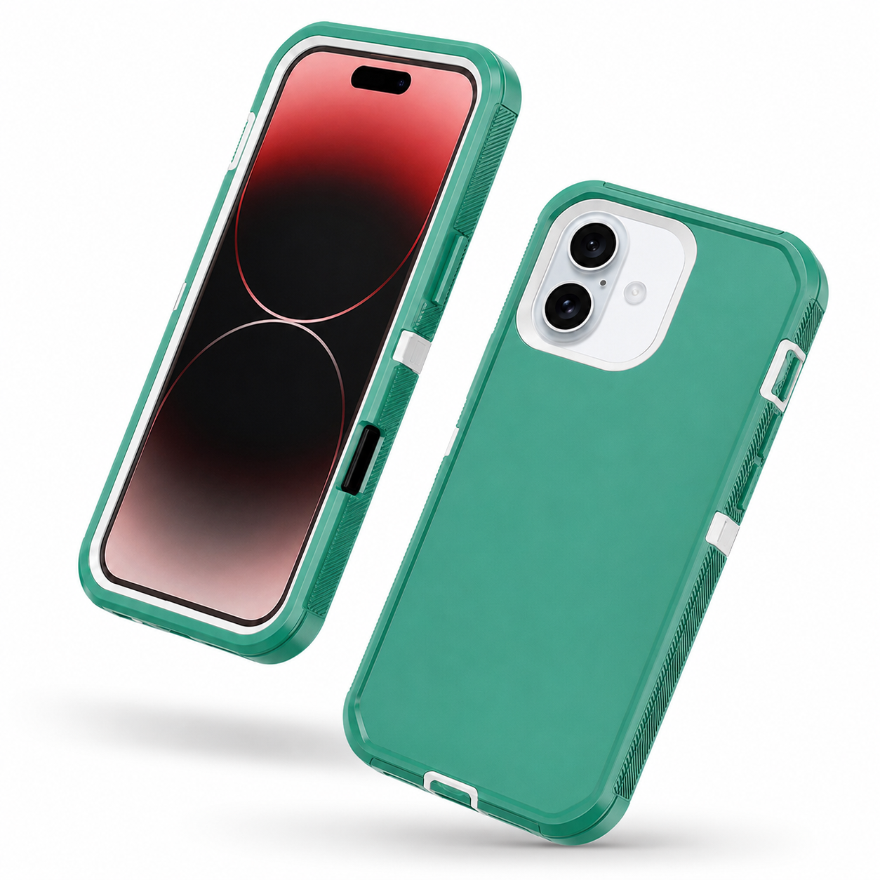 Impact-resistant matte teal mobile cover for Apple iPhone 17