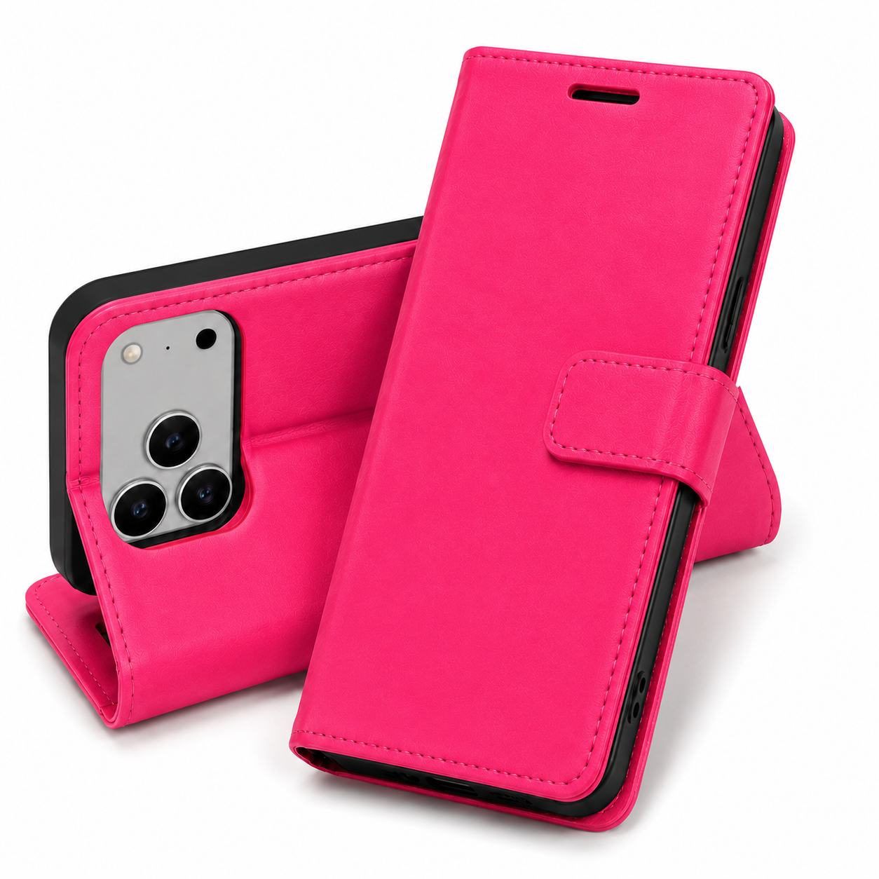 BlueMoon Diary Wallet Case for Apple iPhone 17 Pro Max Luxury Hot Pink Protective Flip Cover