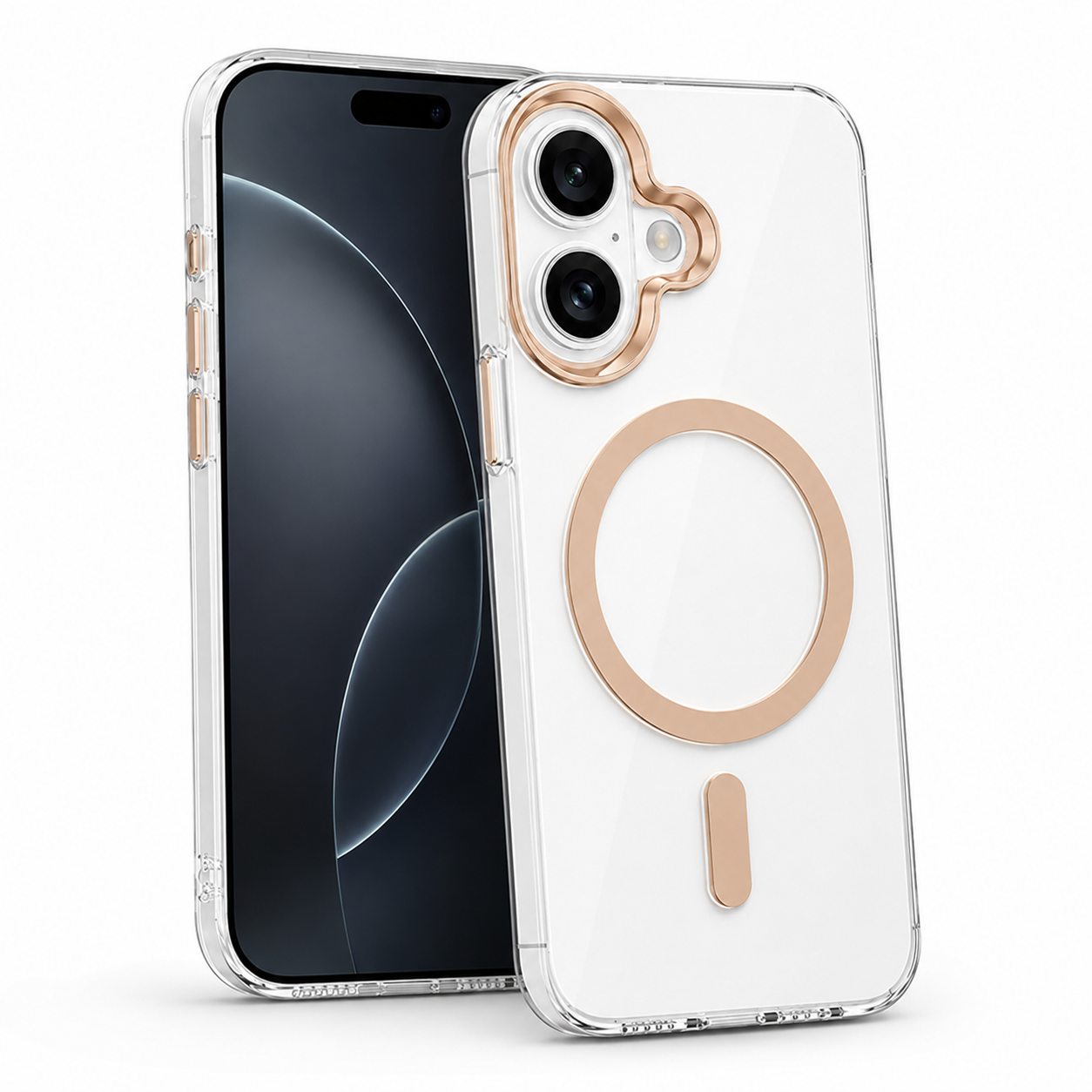 Premium Gold Protective Phone Case for Apple iPhone 17, clear smartphone case, durable mobile cover, MagSafe compatible phone cover, and anti-yellowing design