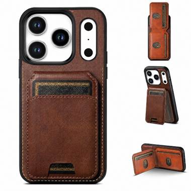 Military Grade Brown Phone Cover for Apple iPhone 17 Pro Max – Slim Wallet Case