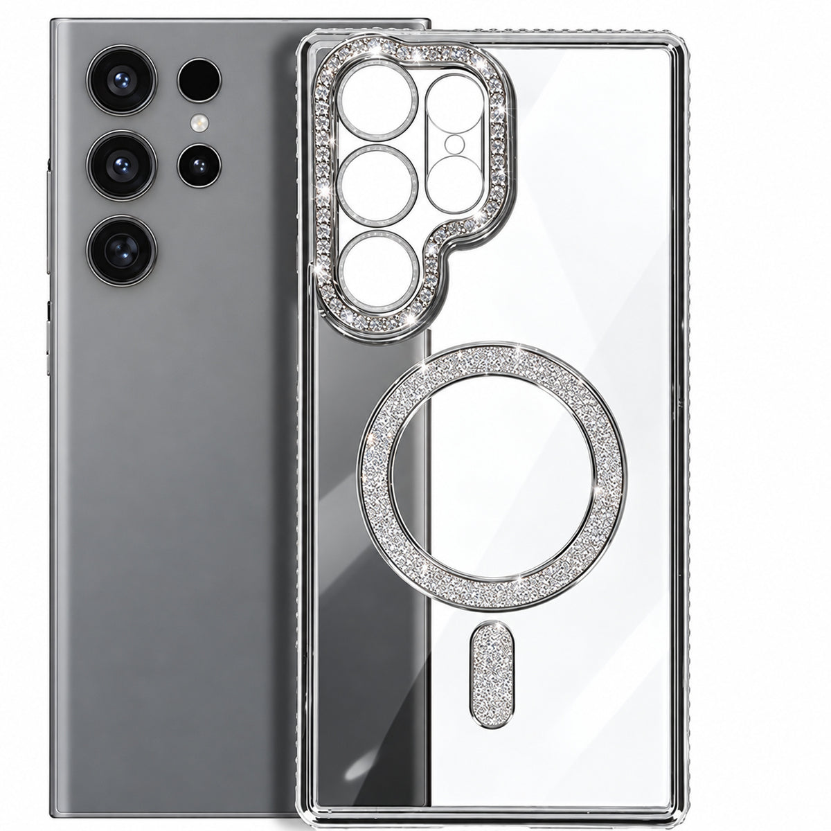 Glitter Electroplated MagSafe Case for Samsung Galaxy S26 Ultra - Silver