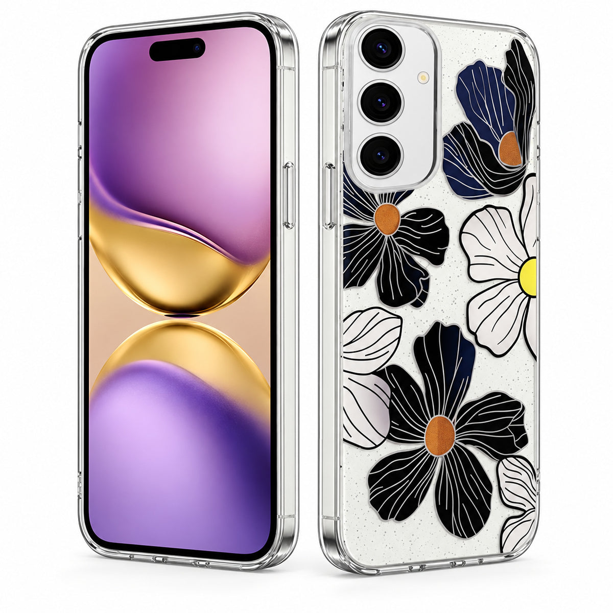 MagSafe Floral Phone Case for Samsung Galaxy S25 FE - Black Flower