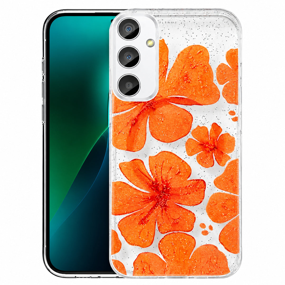 MagSafe Floral Phone Case for Samsung Galaxy S25 FE - Orange Flowerbed