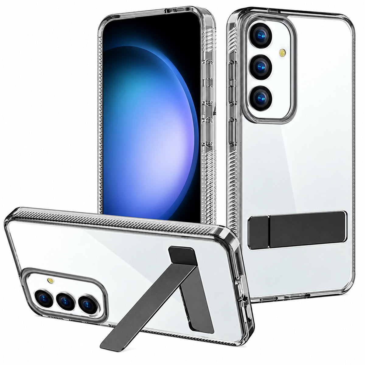 3-Angle Metal Stand Case for Samsung Galaxy A56 - Black