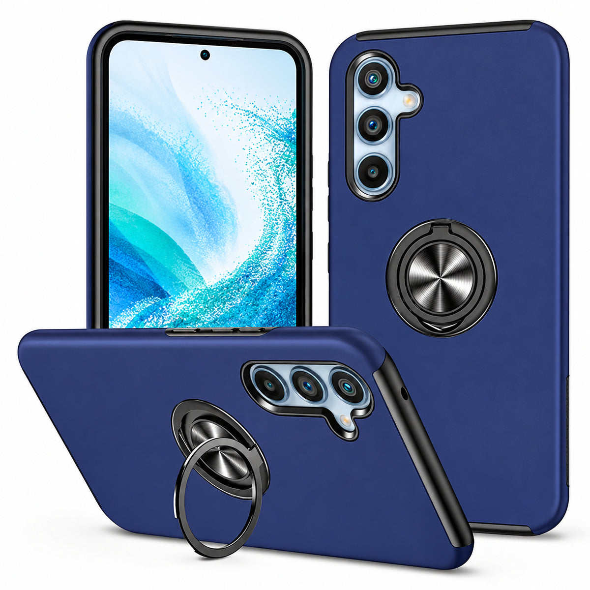 Swirl Invisible Ring Case for Samsung Galaxy A56 - Navy