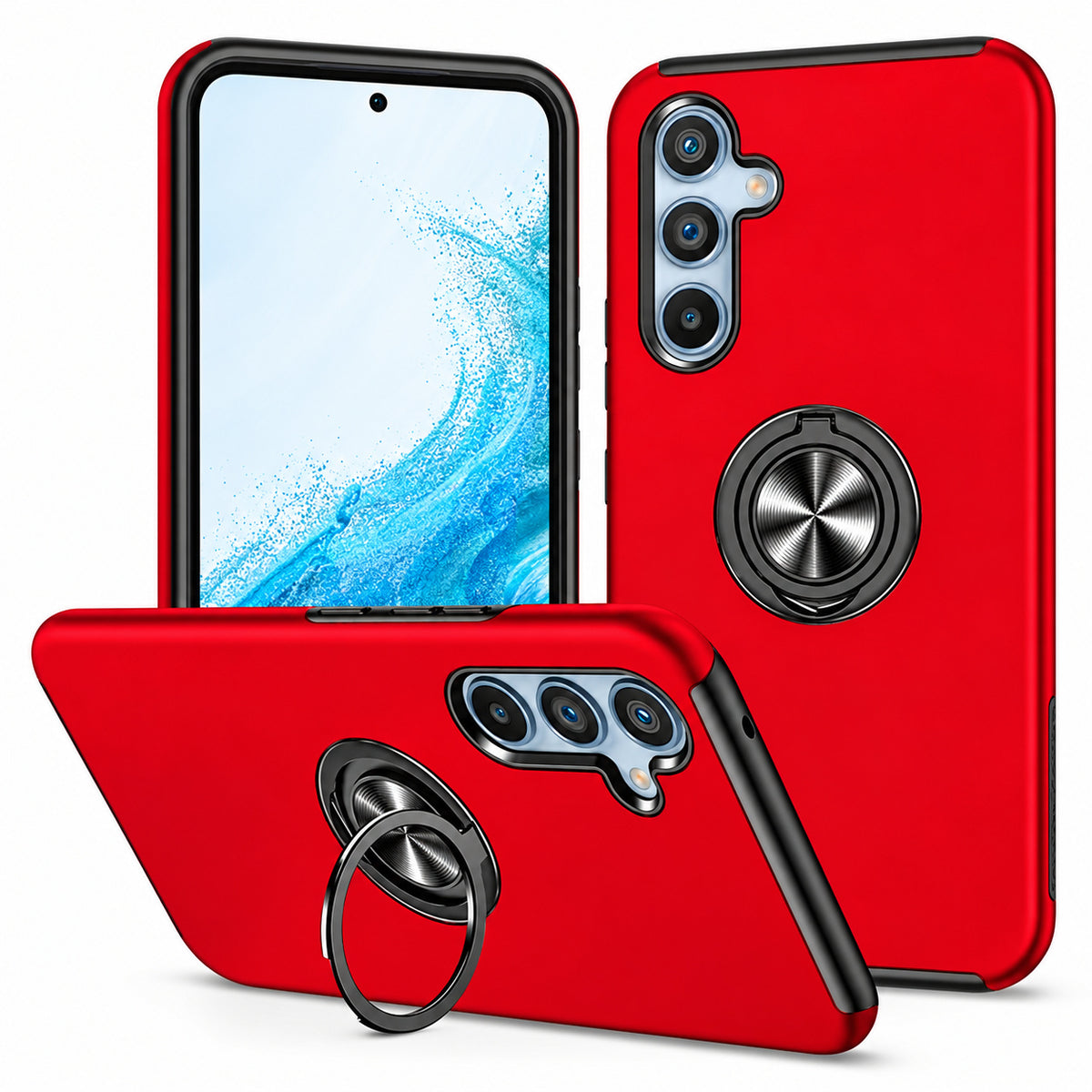 Swirl Invisible Ring Case for Samsung Galaxy A56 - Red