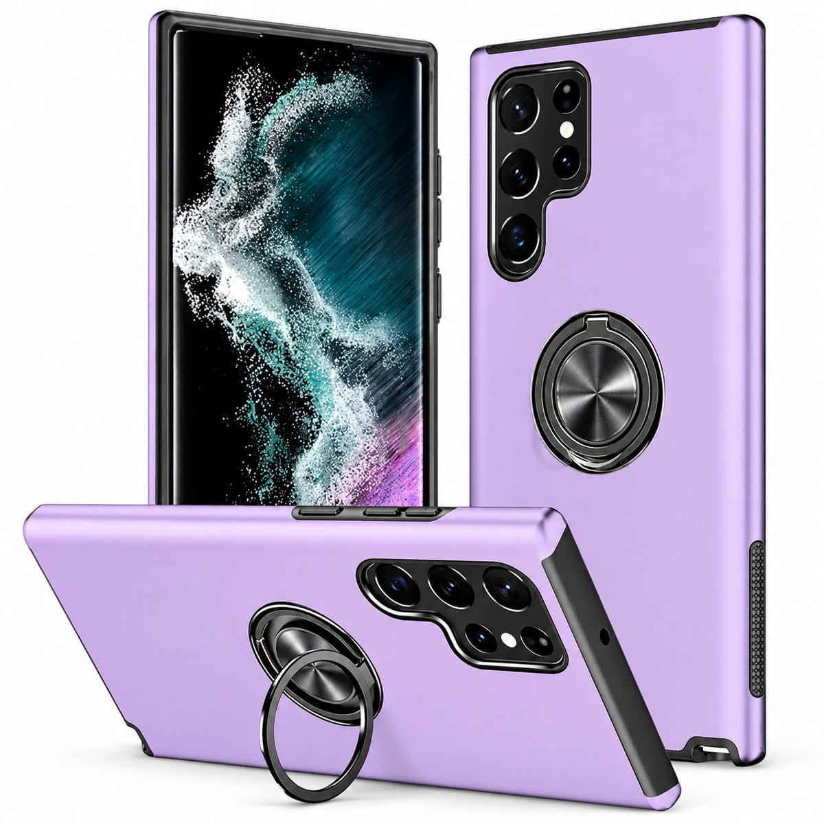 Swirl Invisible Ring Case for Samsung Galaxy S24 Ultra - Light Purple