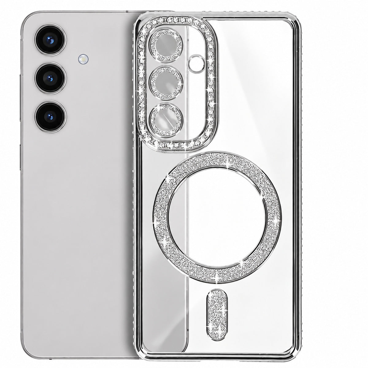 Glitter Electroplated Magsafe Case for Samsung Galaxy A57 - Silver