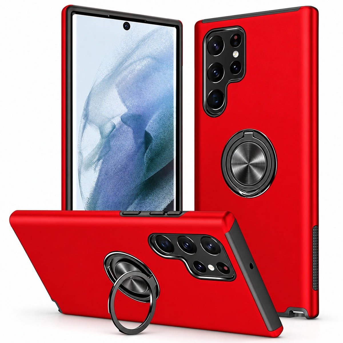 Swirl Invisible Ring Case for Samsung Galaxy S24 Ultra - Red