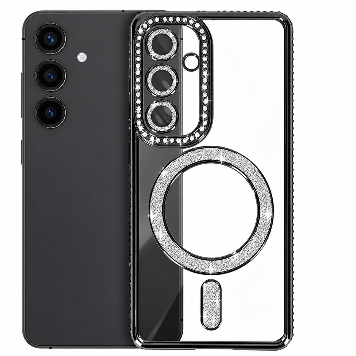 Glitter Electroplated Magsafe Case for Samsung Galaxy A36 - Black