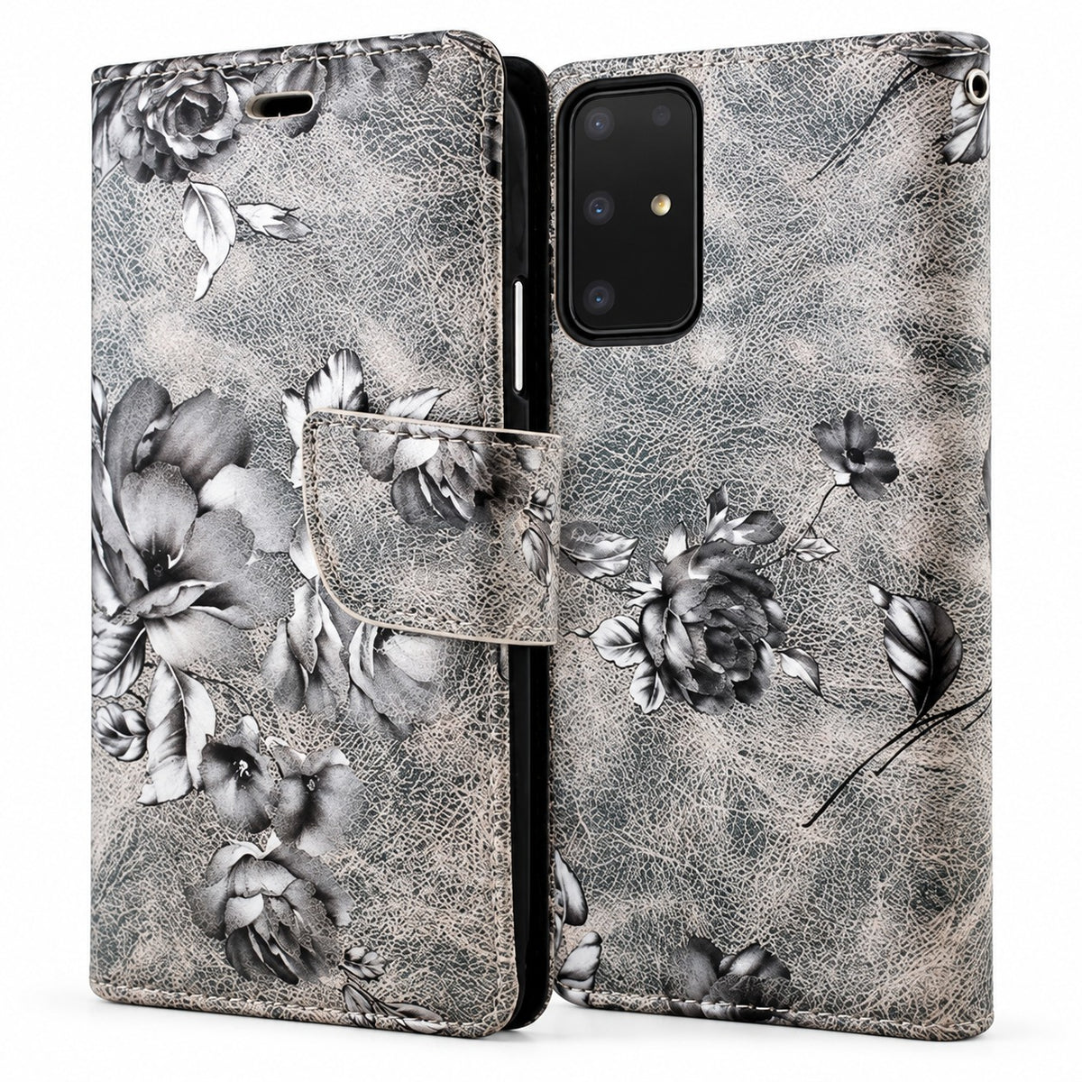Floral Wallet Case for Samsung Galaxy S20 - Black