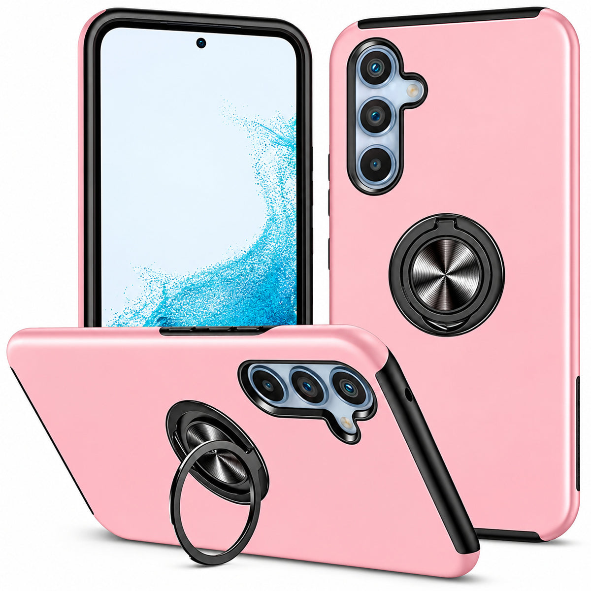 Swirl Invisible Ring Case for Samsung Galaxy A37 - Rose Gold