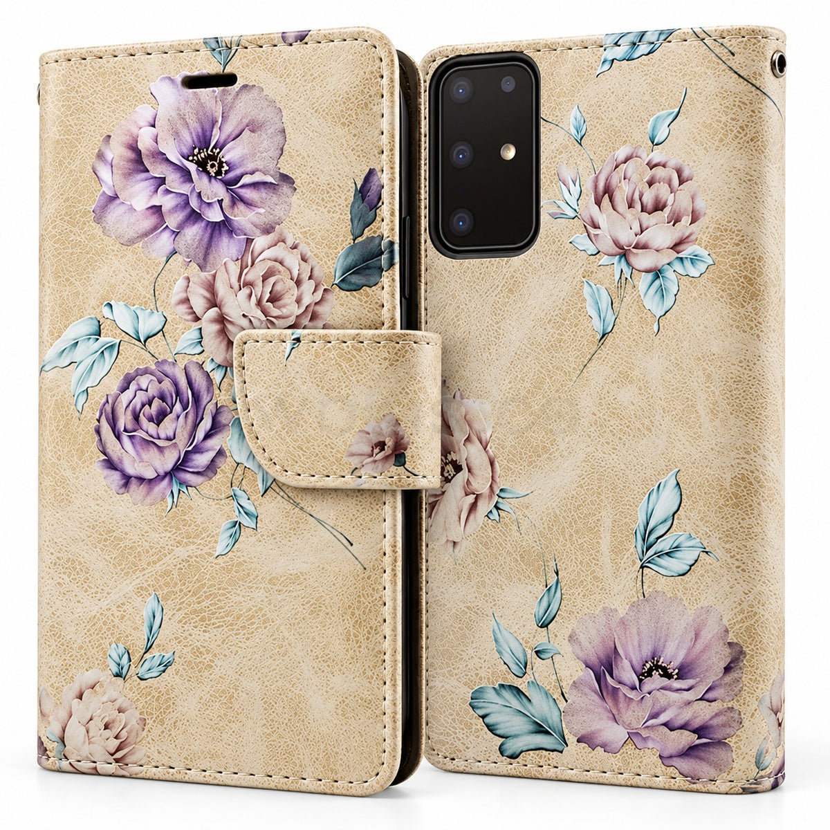 Floral Wallet Case for Samsung Galaxy S20 - Beige