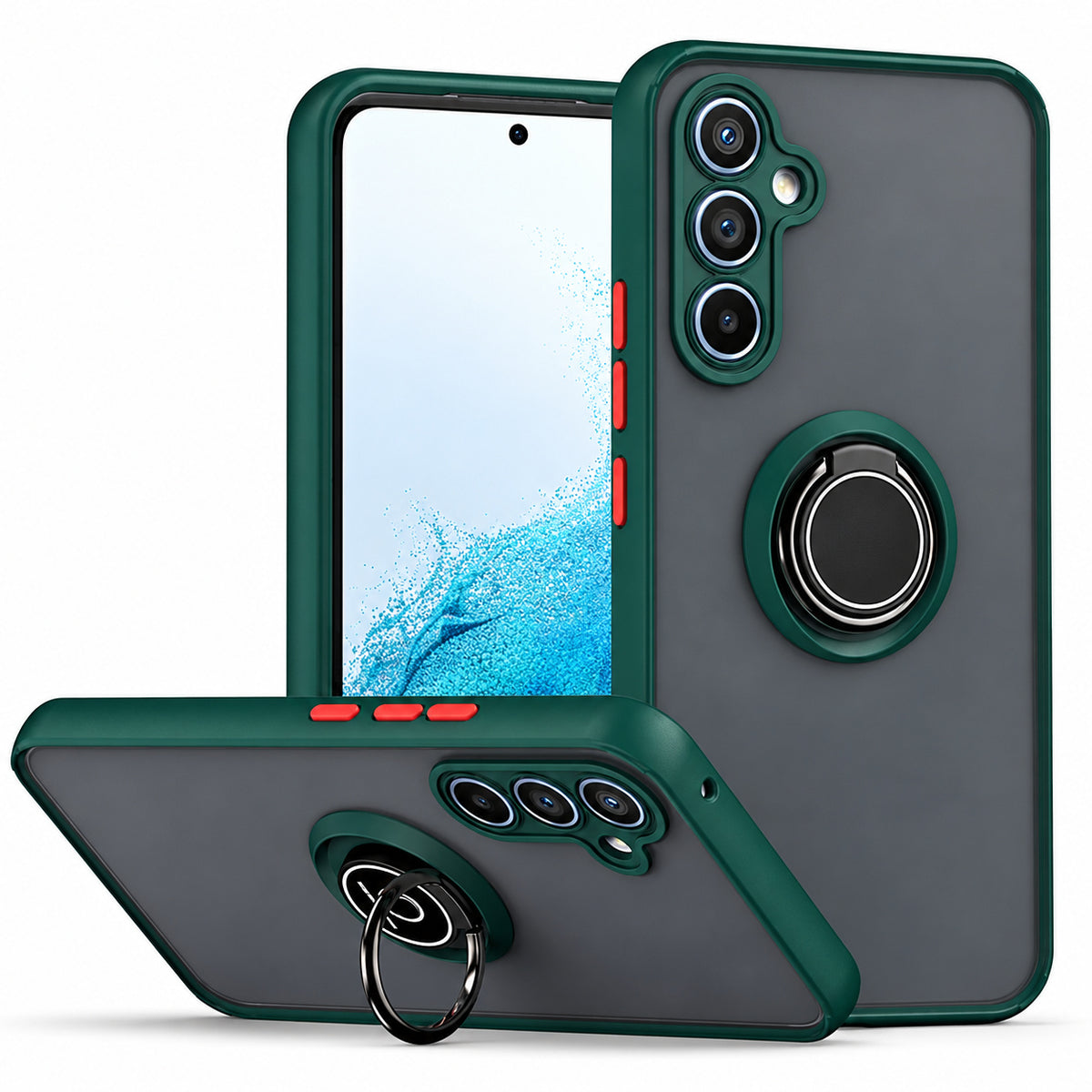 Rubberized Armor with Ring for Samsung Galaxy S23 FE - Midnight Green