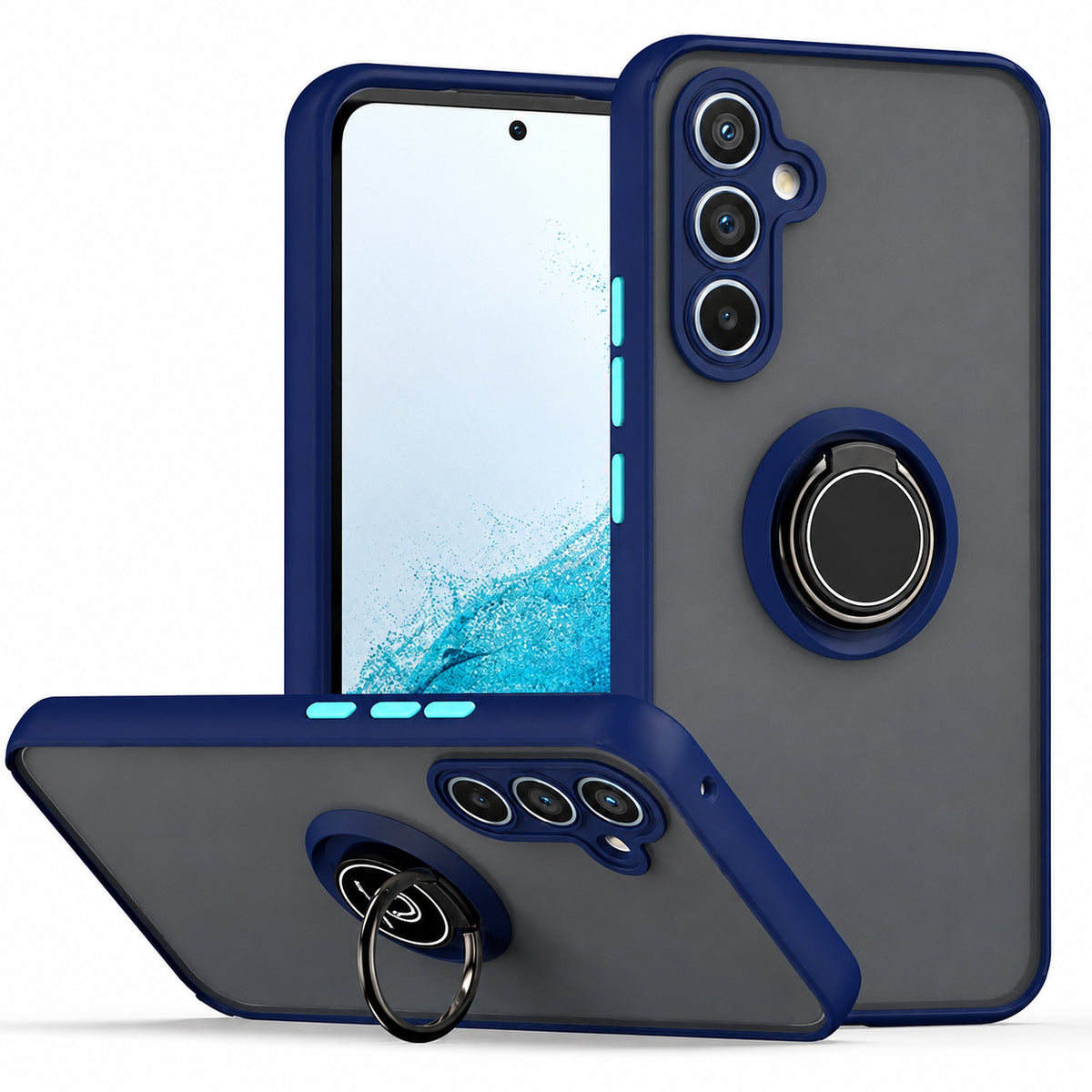 Rubberized Armor with Ring for Samsung Galaxy A35 5G - Navy