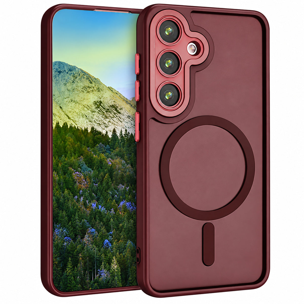 Matt Rubberized Magsafe Case for Samsung Galaxy S24 - Wine