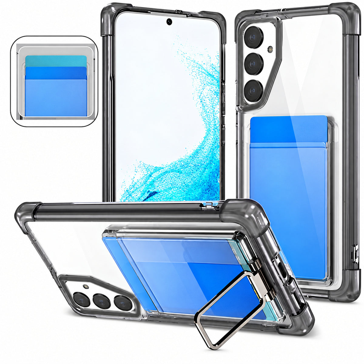 Edge Card Holder w Stand for Samsung Galaxy S25 Plus - Black