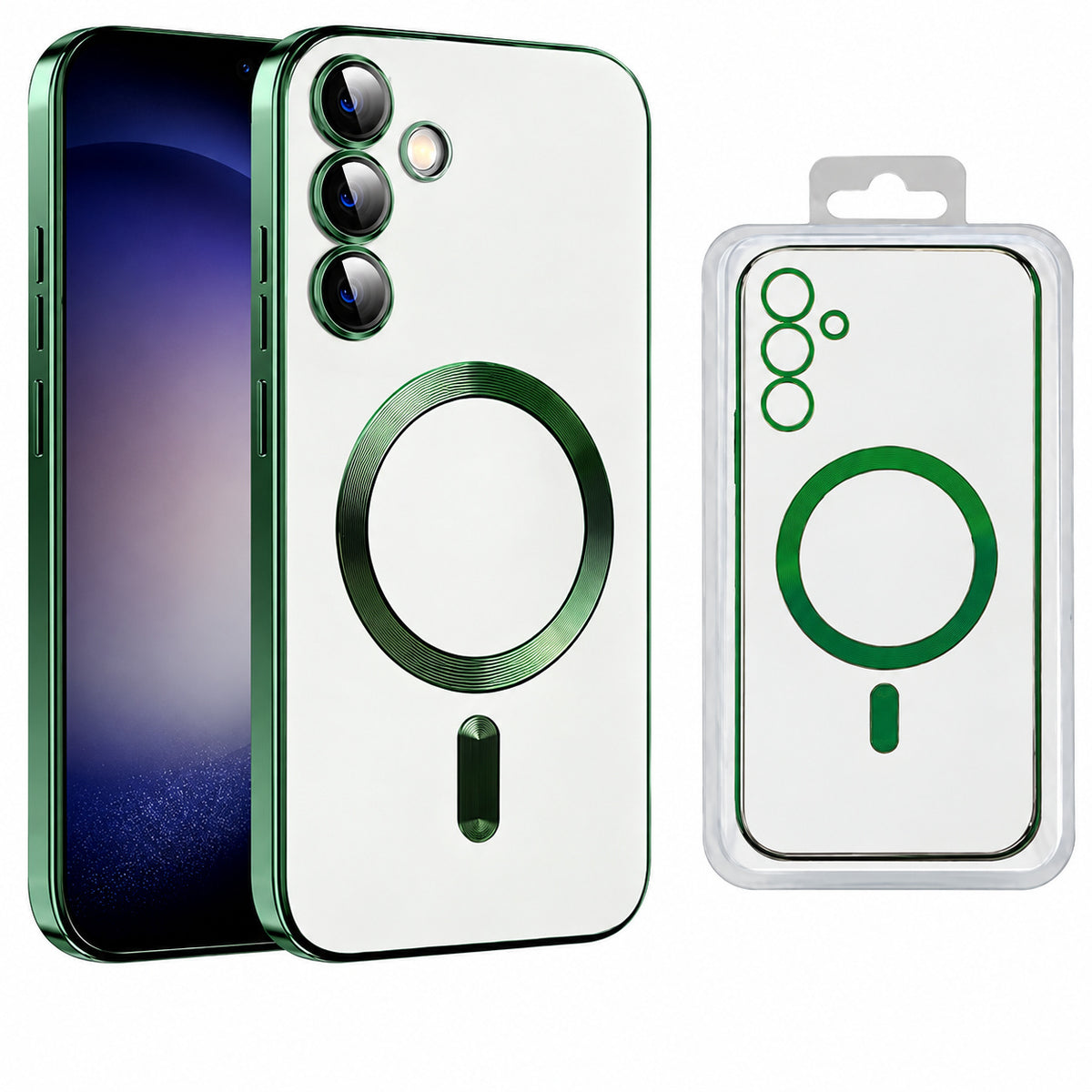 MagSafe Luxury Electroplated Case for Samsung Galaxy S24 - Midnight Green