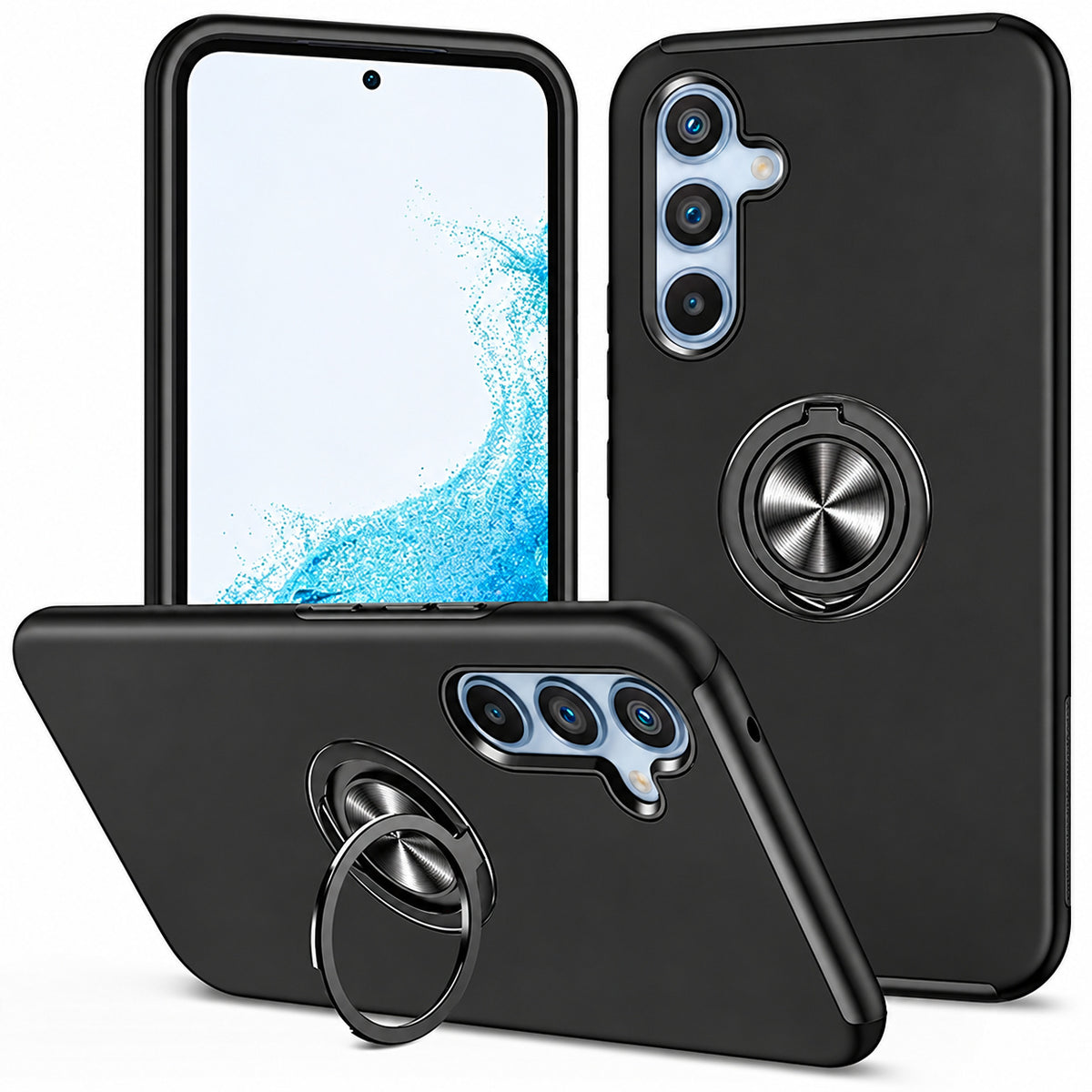 Swirl Invisible Ring Case for Samsung Galaxy A15 5G - Black